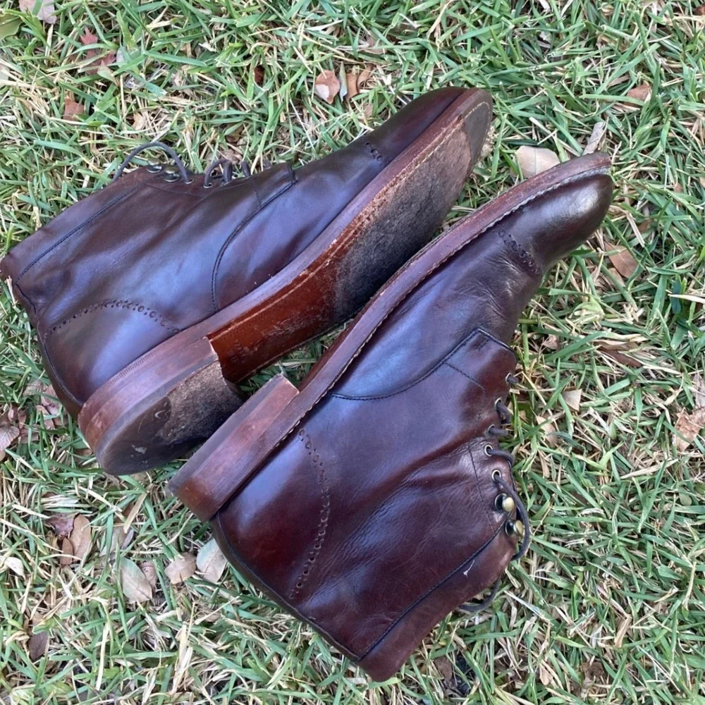 Cole Haan Martin Burgundy Leather Cap Toe Brogue Goodyear Welt Boots C11665 11.5